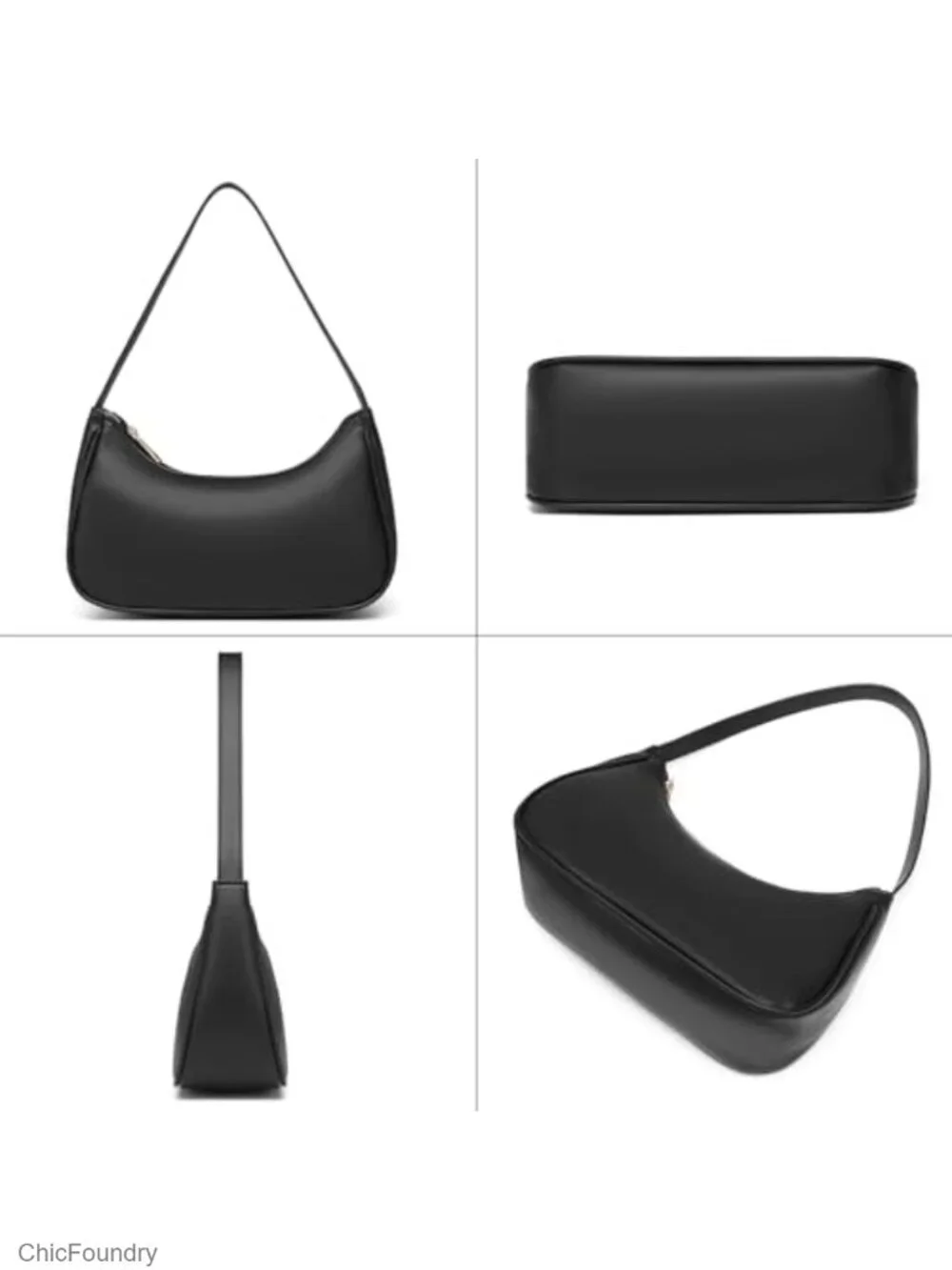 Vegan Leather Hobo Sling Tote Handbag with Zipper Closure